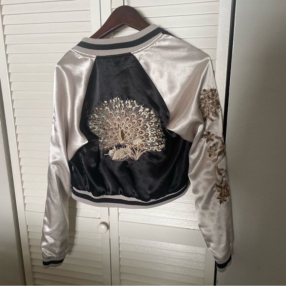 Y2K It Jeans Reversible Embroidered Oriental Silky Peacock Jacket 🦚 - Picture 13 of 15